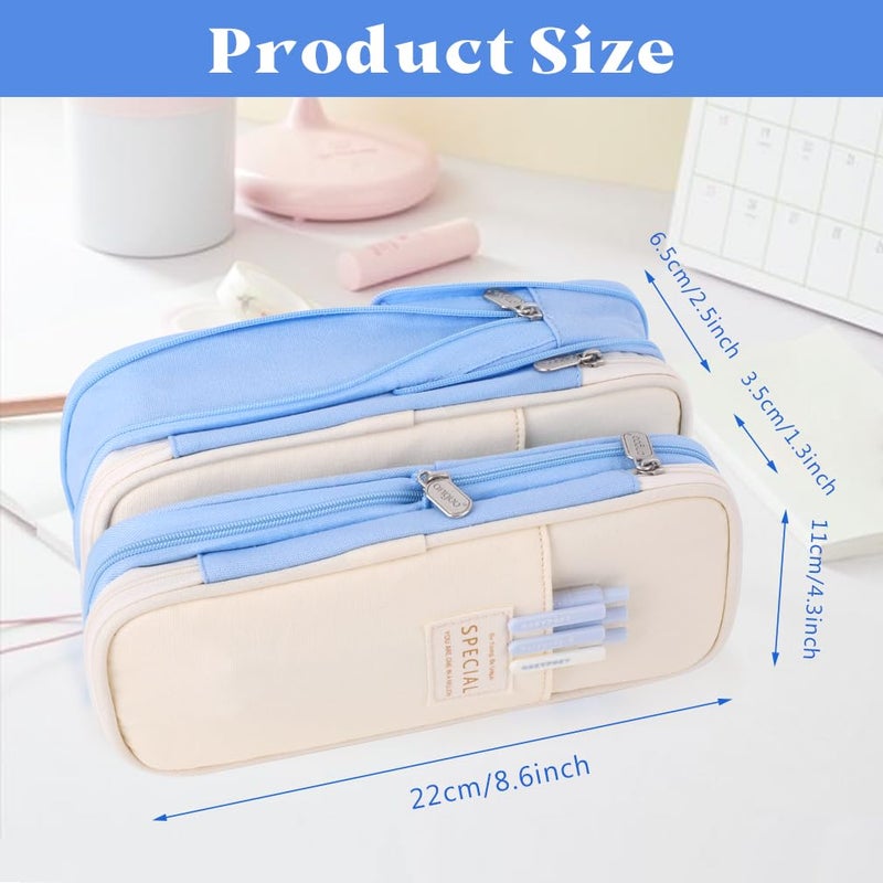 iSuperb Foldable Pencil Case Zipper Big Capacity Aesthetic Canvas Pencil Pouch Compartments Stationery Organizers Pen Bag for Kids Girls Boys Teen Child Student School Supplies Makeup Bags - Image 5